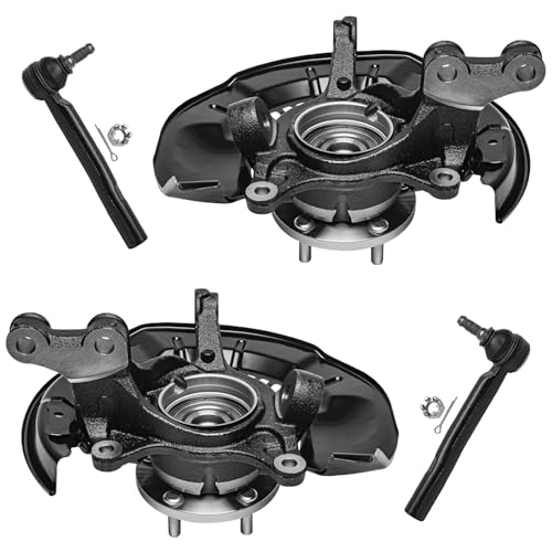 Detroit Axle - AWD 3.5L Front Steering Knuckles & Wheel Hub Bearings Outer | Tie Rod Ends Replacement for 2008-2013 Toyota Highlander - 4pc Set - size: 4SU50518/Kit