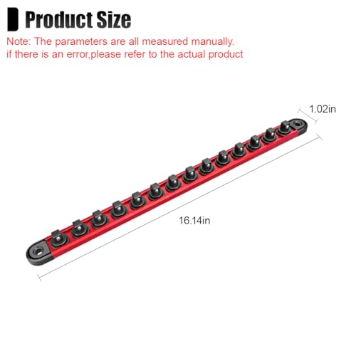 Magnetic Socket Organizer, 3/8" Heavy Duty Aluminum Metric & SAE Socket Rail Organizer, 360° Swivel Clips Socket Holder, Automotive Garage Drive Socket Tray Tool Holds 14 Sockets (3/8) - size: 3/8