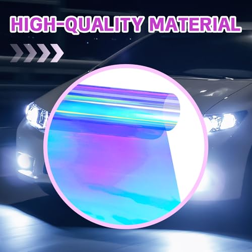 Automotive Universal Car Lamp Film 15.7 X 48inch Cuttable and Stretchability, Non-Marking Self-Adhesive Decals Car Decor, Car Headlight Taillight Fog Lamp Packaging Protective Film, Blue