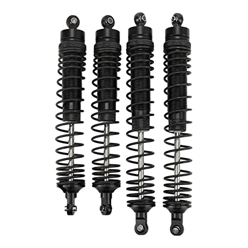 1/10 RC Shock Absorbers 150mm 135mm Aluminum Alloy 4mm Shaft 4-Piece Set, Adjustable Threaded Preload for Axial Ryft 4WD, OilFilled CoilOver Damping for Rock Crawling (Black) - color: Black