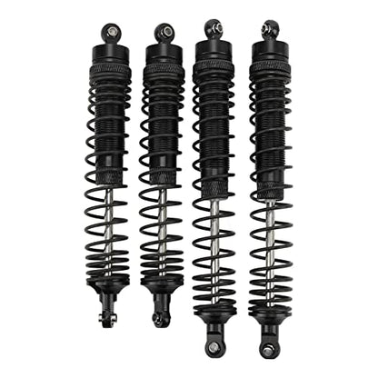1/10 RC Shock Absorbers 150mm 135mm Aluminum Alloy 4mm Shaft 4-Piece Set, Adjustable Threaded Preload for Axial Ryft 4WD, OilFilled CoilOver Damping for Rock Crawling (Black) - color: Black