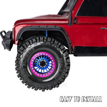 RC 2.2" Beadlock Wheel and Tires Set for 1/8 1/10 TRX4 TRX6 SCX10 II III D90 90046 Gen8 MST VS4-10 CFX Crawler Car,(4PCS) RC Wheels Rims&2.2 Beadlock Wheel Tires,Navy Blue - color: Navy Blue(2.2 Tires Wheels)