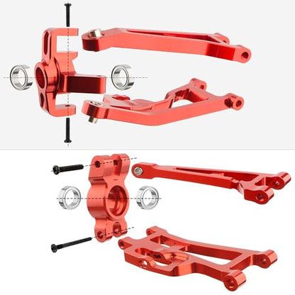 Upgrade Aluminum Suspension Arms & Steering Knuckle Kit & Shock Tower & Steering Linkage Accessory Replacement Spare Parts for H14BM 14210 14209 JC14EP HP141 HP141S 1/14 Scale RC Car Trucks