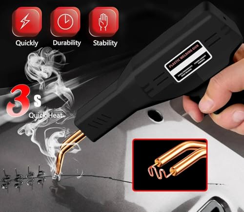 Plastic Welder, 800PCS Staples, Plastic Welding Kit, Must Have for DIYers, Instant On/Off, Welder Kit, Bumper Repair, Portable Toolbox (Black) - color: Black
