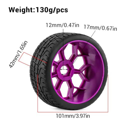 4PCS RC Highway Off-Road Truck Wheels & Tires - Compatible with 1/8 Typhon 6S BLX, 1/7 Infraction 6S BLX/Limitless - Foam Insert Plastic Rims （4 Small ） (Purple) - color: Purple