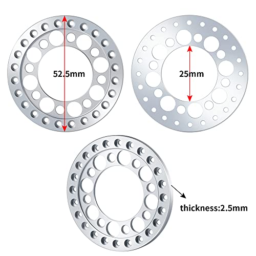 4pcs Aluminum 1.9inch RC Beadlock Wheel Rim Replacement Ring for 1:10 Crawler RC Car 1.9" Wheels/Rims (Silver) - color: Silver