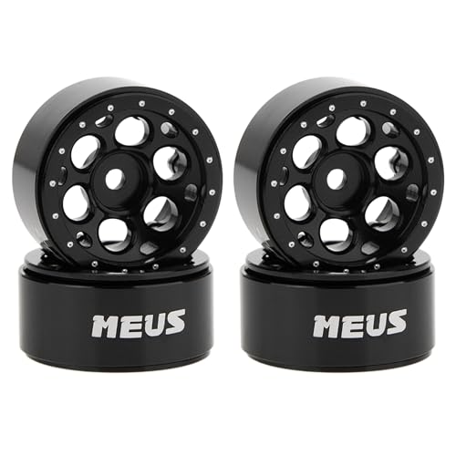 MEUS RACING 0.7 Beadlock Wheels Rims Deep-Dish Wheel for Axial SCX30 1/30 RC Crawler Upgrades (Type E, Black) - color: Type E, Black