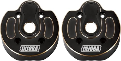 INJORA RC Brass Portal Cover 2Pcs Black Coating Portal Steering Knuckle Cap for RC Crawler Axial SCX10 III AXI03007 & AXI03004 Upgrade Part