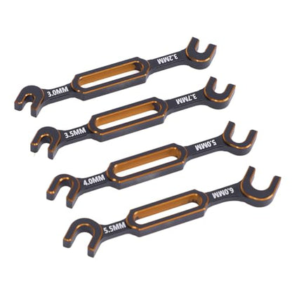 4PCS RC Wrench, Premium Aluminum Alloy Turnbuckle Nut Ball Joint Remover Tool with 3.0 3.2 .5 .7 4.0 5.0 6.0mm Sizes, for RC Car Boat Drone Crawler Truck DIY (Gold) - color: Gold