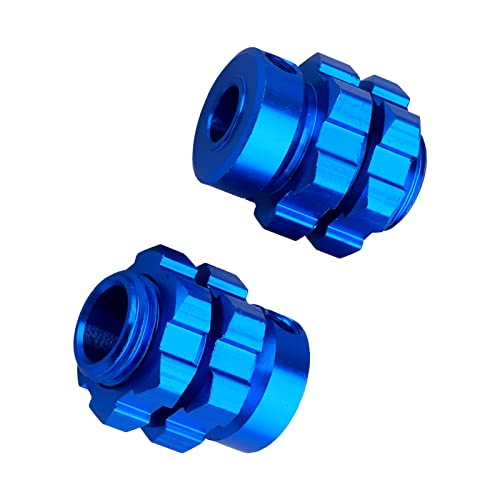 Aluminum 17mm Wheel Hubs/Nuts Splined for 1/10 Traxxas E-Revo Summit T-Maxx, Set of 4 (Navy Blue) - color: Navy Blue