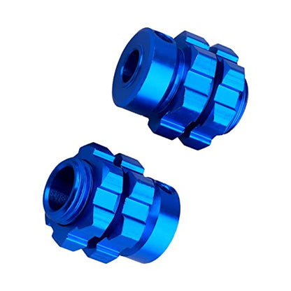 Aluminum 17mm Wheel Hubs/Nuts Splined for 1/10 Traxxas E-Revo Summit T-Maxx, Set of 4 (Navy Blue) - color: Navy Blue