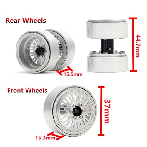 DJX CNC 1.3 inch Front Rear Dually Beadlock Wheels Rim for RC Crawler Car 1/24 Axial SCX24 F150 C10 1/18 Redcat Ascent18 Traxxas TRX4M RC Upgrades Parts(Silver) - color: Sliver