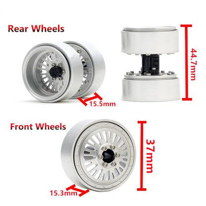 DJX CNC 1.3 inch Front Rear Dually Beadlock Wheels Rim for RC Crawler Car 1/24 Axial SCX24 F150 C10 1/18 Redcat Ascent18 Traxxas TRX4M RC Upgrades Parts(Silver) - color: Sliver