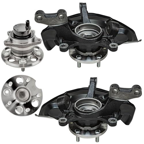 Detroit Axle - FWD Steering Knuckles Kit for 2004 2005 2006 2007 | Toyota Highlander [2.4L], 2 Front Steering Knuckle & 2 Wheel Bearing Hubs Rear Wheel Bearing Hub Replacement - size: 4UW48747/Kit