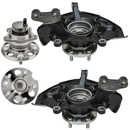 Detroit Axle - FWD Steering Knuckles Kit for 2004 2005 2006 2007 | Toyota Highlander [2.4L], 2 Front Steering Knuckle & 2 Wheel Bearing Hubs Rear Wheel Bearing Hub Replacement - size: 4UW48747/Kit