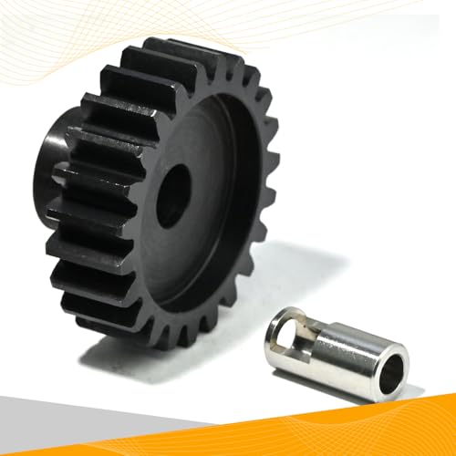 M1.5 23T Pinion Gear 8mm Bore with 8mm to 5mm Shaft Adapter Sleeve, Chromium Steel Motor Gear with Set Screw & Hex Key for Traxxas ARRMA Losi 1/5 1/8 RC Cars - size: 23T