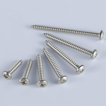 #6 x 1/2" Pan Head Wood Screws, Phillips Drive,304 Stainless Steel, 120 Pack - size: #6 x 1/2"