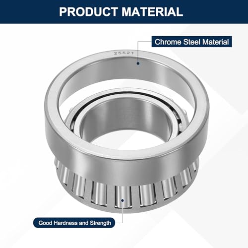 uxcell 25590/21 Tapered Roller Bearing Cone and Cup Set, 1.77" Bore x 3.27" OD x 1" Thick, Chrome Steel Taper Bearing Set, ABEC-3 - size: 25590/21