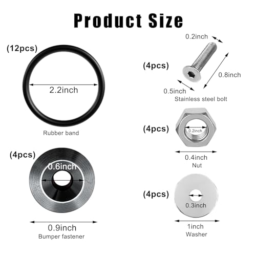 KVAEY Bumper Quick Release, JDM Front Rear Bumper Fasteners with Stainless Steel Screw Rubber O-Ring Washers, Universal Car Bumper Quick Release Tabs Trunk Bend Fenders Holders Kit (Titanium) - color: Titanium