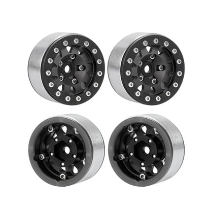 4PCS 1.55 Inch Aluminum Alloy Metal Beadlock Wheel Rim Hubs Replacement Accessory for AX90069 D90 TF2 CC01 Tamiya 1/10 RC Crawler Car Upgrade Parts(10Holes-Black) - color: 10holes-black