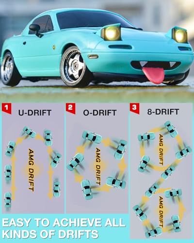 LD1804 1/18 Scale RC Drift Car, Mini Mazda MX-5 RC Model Car 2.4GHz RWD Miata RC Vehicles with Gyro for LED Lights for Adults Hobby Toys - color: Blue