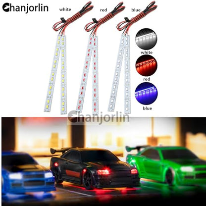 RC Car 24 LEDs Chassis Lights Strip Aluminum LED Lamp 6V Accessories for 1/8 1/10 1/16 RC Truck Tank Crawler Buggy Car HPS HPI Tamiya SCX24 TRX4 TRX6 Slash Rustler Redcat 4WD (Red) - color: Red