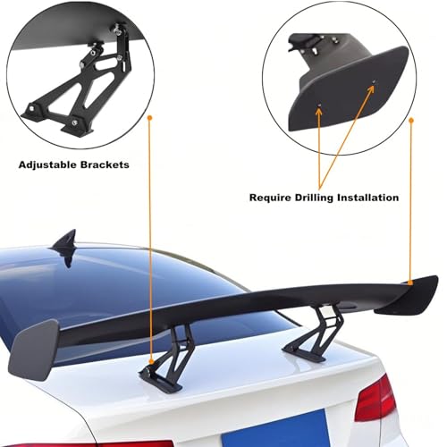 57 Inch Universal Rear Trunk Spoiler Wing Car Spoiler GT Wing Matt Black | ABS Racing Adjustable Rear Spoiler Wing Compatible with Sedan Coupe Hatchback Chevrolet Chevy Hyundai Camaro Lexus Dodge - color: Matt Black