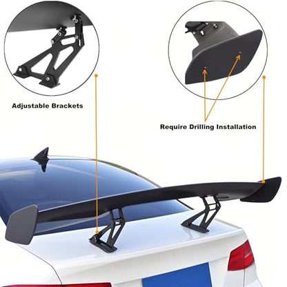 57 Inch Universal Rear Trunk Spoiler Wing Car Spoiler GT Wing Matt Black | ABS Racing Adjustable Rear Spoiler Wing Compatible with Sedan Coupe Hatchback Chevrolet Chevy Hyundai Camaro Lexus Dodge - color: Matt Black