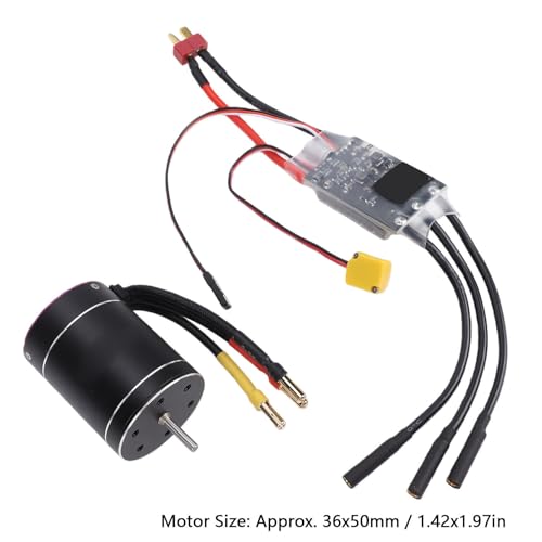 RC Brushless Motor ESC Combo, CNC Aluminum Heatsink 4300KV Motor with 75A ESC, 2S to 3S for 1 10 RC Cars Boats Trucks Racing Hobby Users