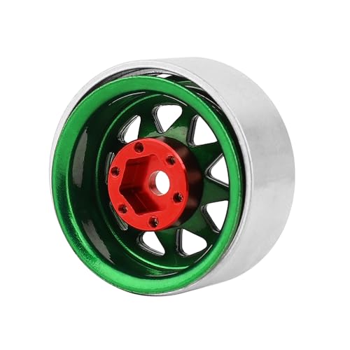 1.0 Beadlock Wheel -3.78mm Offset Wheel Rims for 1/18 1/24 RC Crawler Car Axial AX24 SCX24 FMS FCX24 TRX4M Upgrades (Dark Green) - color: Dark Green