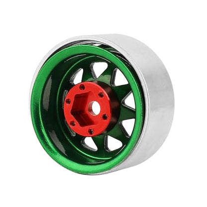 1.0 Beadlock Wheel -3.78mm Offset Wheel Rims for 1/18 1/24 RC Crawler Car Axial AX24 SCX24 FMS FCX24 TRX4M Upgrades (Dark Green) - color: Dark Green