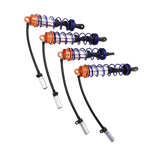 RC Damper, Aluminum Alloy Oil Adjustable Front Rear Shocks with High Elasticity Spring 4PCS for 1/8 Scale RC Crawler Truck Truggy Off-Road Racing and Hobbyist Use - color: Orange