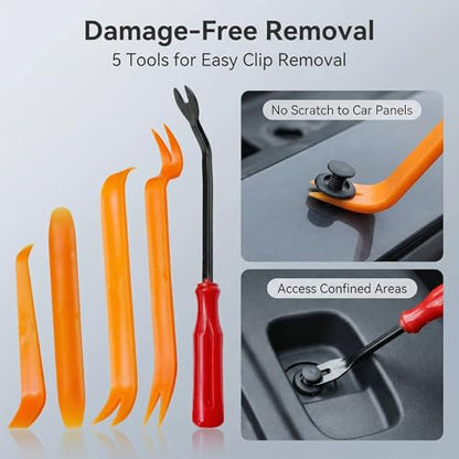 100PCS Universal Car Bumper Clips, Plastic Push Pin Rivets Set with Storage Box, 6 Most Popular Sizes with 5 Fastener Removers, Fits Most Car Models, Ideal for Body Fixing & Replacement