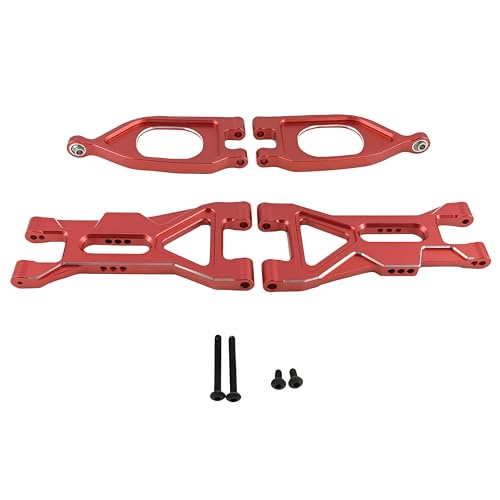 Aluminum Front Upper Lower Suspension Arms for ARRMA Gorgon 2WD (Red) | 1/10,4X2,Monster Truck,ARA330750 ARA330752,CNC Machined,Heavy Duty,High Strength,Precision Fit,Wear Resistant - color: Red
