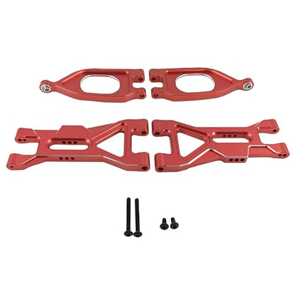 Aluminum Front Upper Lower Suspension Arms for ARRMA Gorgon 2WD (Red) | 1/10,4X2,Monster Truck,ARA330750 ARA330752,CNC Machined,Heavy Duty,High Strength,Precision Fit,Wear Resistant - color: Red