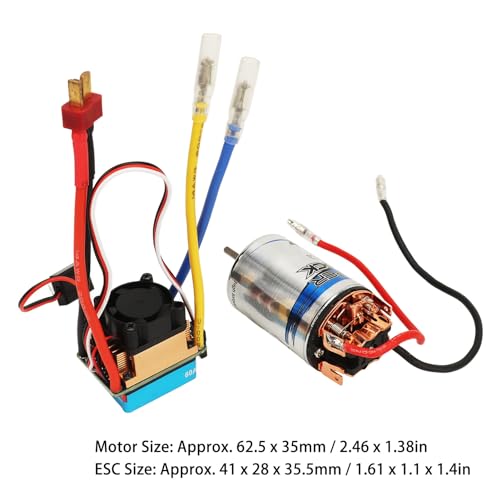 plplaaoo RC 550 Brushed Motor ESC Kit Low Noise High Power Stable 60A Electric Speed Controller with T Male Plug for Hsp Hpi RC Crawler Stainless Steel Copper Plastic (23T)