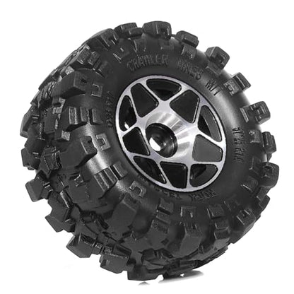 REDSPIDER 1.0 Beadlock Wheels and Tires Set（4pcs） 1.0 Crawler Tires 57 * 25mm Aluminum Alloy 1.0 Wheel 1/18 1/24 RC Crawler Tires for SCX24 TRX4M FMS FCX24 FCX18 AX24 (Black) - color: Black