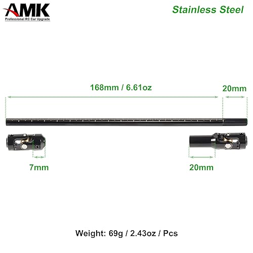 AMK 68-229mm Severable Ruled SCX10 Driveshaft Stainless Steel TRX4 Drive Shaft for 1/10 RC Crawler Sportys Scalers GSPEED Axial Capra UTB10 Pro Upgrades DIY LCG Rig (1Pcs Black) - color: 1pcs Black