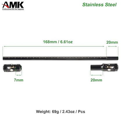 AMK 68-229mm Severable Ruled SCX10 Driveshaft Stainless Steel TRX4 Drive Shaft for 1/10 RC Crawler Sportys Scalers GSPEED Axial Capra UTB10 Pro Upgrades DIY LCG Rig (1Pcs Black) - color: 1pcs Black