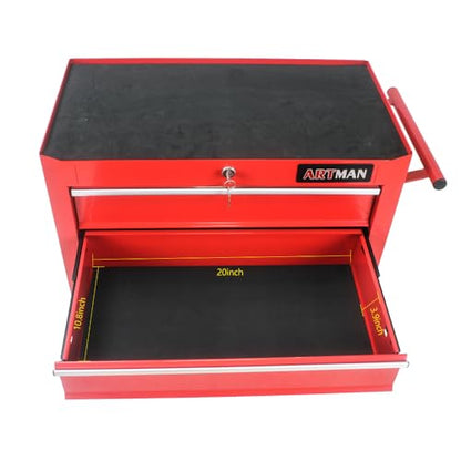 5-Drawer Lockable Tool Chest - Ball-Bearing Slides, 4 Casters (2 with Brakes) & Side Pull Handle, RED
