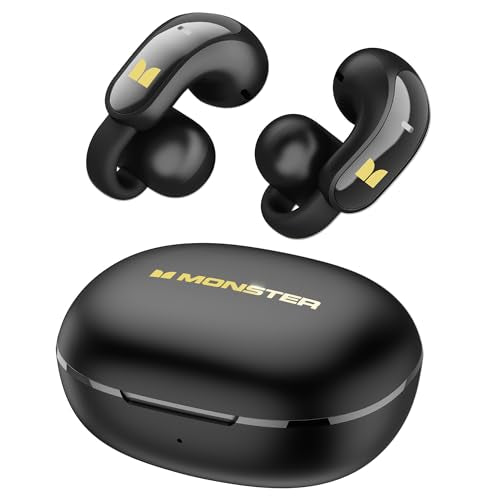 Monster AC228 Open Ear Headphones, 24-Hour Battery Life, IPX5 Water Resistant, Bluetooth 6.0, All-Day Comfort Fit, Wireless Clip on Earbuds Running & Cycling