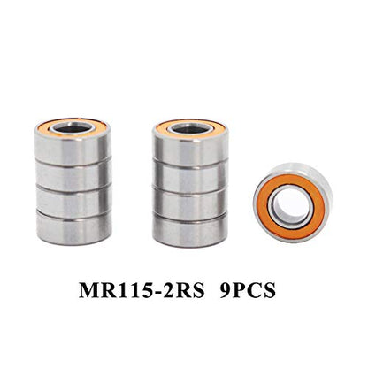 Bearing Kit Compatible with Tamiya Grasshopper/Hornet Precision (5x11x4mm/9pcs, 5x8x2.5mm/1pc) Orange Rubber Sealed