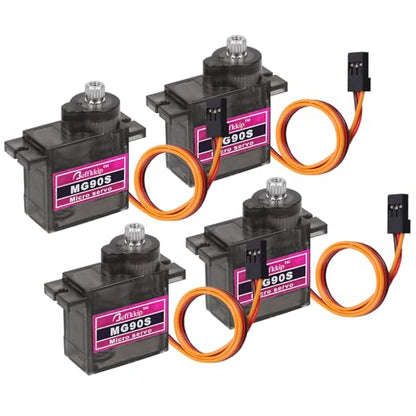 MG90S 9g Metal Gear Micro Servos, 4-Pack | Compact 9g servos with metal gears for RC models, robot joints and Arduino-compatible motion-control projects. - style: 4PCS