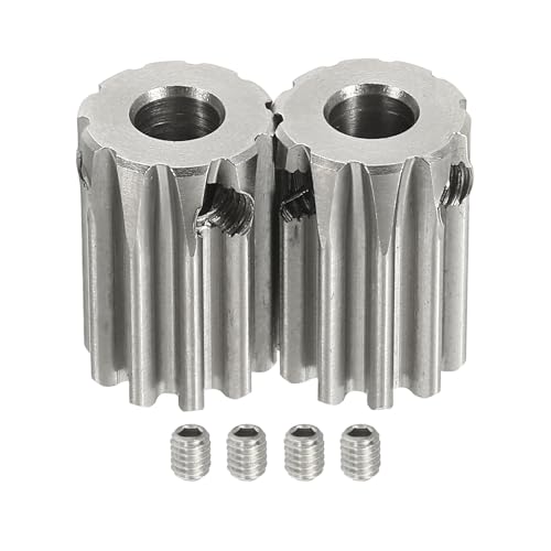 uxcell 2Pcs 1 Mod 10T Spur Gear 5mm Bore, 304 Stainless Steel Pinion Gear, 20°Pressure Angle, for Spur Rack and RC Model Car or Motor DIY - size: 1 Mod 10T, 5mm