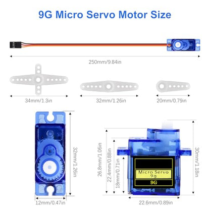 SG90 Micro Servo 9G Servo Kit AYWHP 10 Pcs SG90 Servo Motor 9G Mini Servo RC Servo for Small RC Helicopter/Car/Boat, Mini Drones, Robotics Arm(Servo Control Angle 0-180°)
