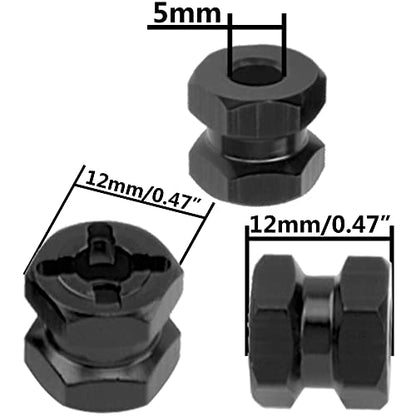12mm Hex Wheel Hubs RC Hex Hub Drive Adapter Thickness 12mm Offset Extension Compatible with Axial SCX10 90046 D90 Tamiya MST 1/10 RC Crawler Car (Black) - color: Black