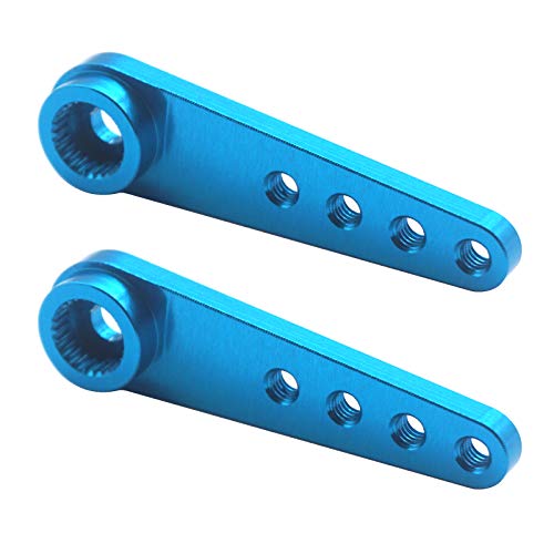 3Pack Vgoohobby 25T Aluminum Alloy Servo Horn Extension Steering Arm 37mm Compatible with Futaba Savox Power HD HSP Himoto MG995 MG996 Servos 1/10 Redcat TRX-4 Axial SCX10 RC Car (Blue)