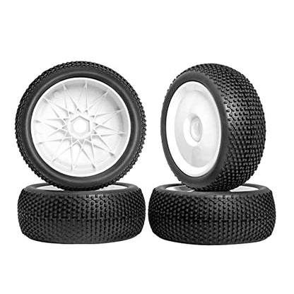 17mm hex RC Wheels and Tires for Arrma Typhon Talion 6S 3S Team Losi 8Ight 1/8 RC Buggy Tires and Wheels Pre-glued White 4PCS - color: white