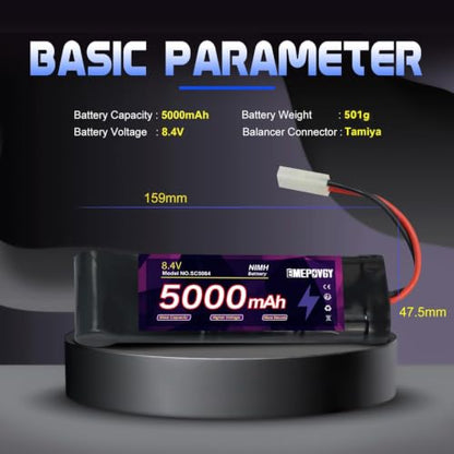 8.4V RC NiMH Battery 5000mAh Capacity Rechargeable 7-Cell Flat Battery Pack with TMY Plug(2 Packs) - color: 8.4V-2