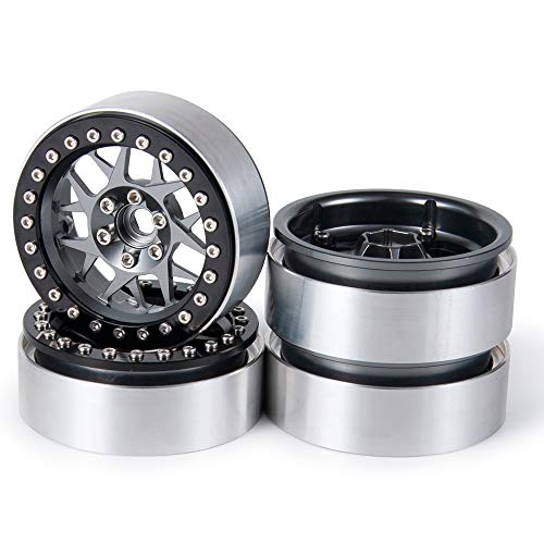 Aluminum 2.2" RC Beadlock Wheels Rims for Axial Wraith SCX10 TRX4 | 1/10th RC Crawler Car,Titanium,1set/4pcs - color: Titanium